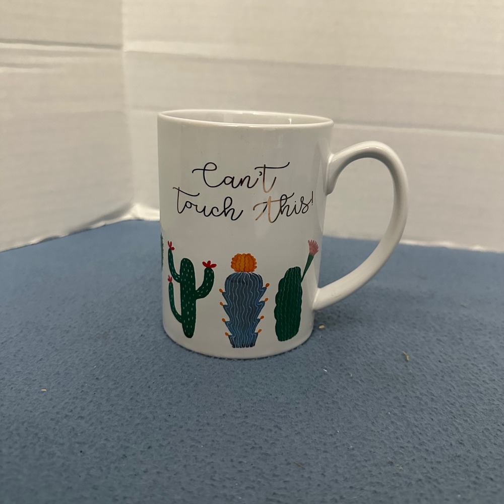 CR Gibson Cant Touch This Cactus Coffee Mug 16oz Ceramic White Desert Succulent